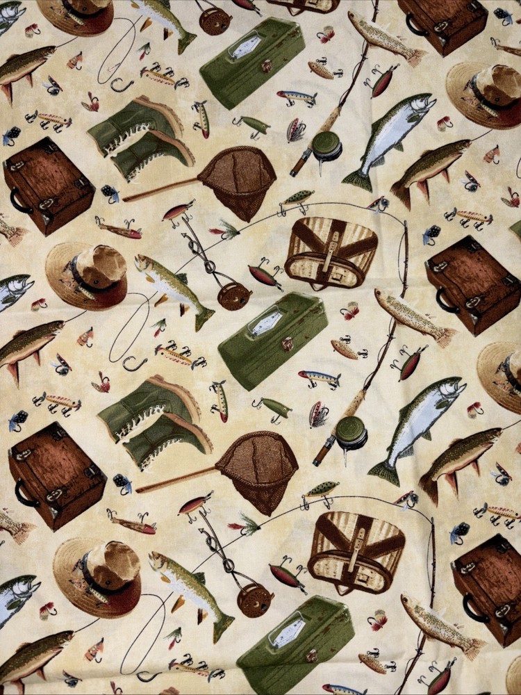 TIMELESS TREASURES of SoHo Fabrics Cotton Fishing Fabric #1135 (C1)
