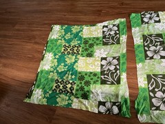 Lot Of 2 Green Hawaiian Hibiscus Flower Cotton Fabric 28” x26” & 25” X27”, New