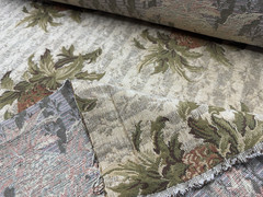 Vintage Antique Brocade Tapestry Damask Jacquard Beige Upholstery Fabric- BTY