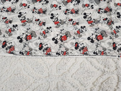 Vintage Mickey Mouse Cotton Quilt Red White DISNEY Mickey Minnie Mouse Dot 45×55