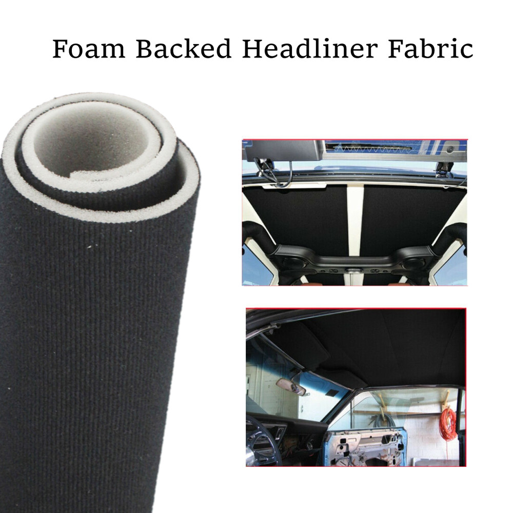 88″x 60″ Headliner Fabrics Black Material Cars Upholstery 1/8″ Foam Backing DIY