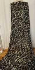 100% Silk Chiffon Birds Print Gold Lurex Black Fabric 1 Yard Long and 54″ Wide