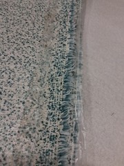 New Woven Tweed Bouclé Upholstery Fabric Teal Cream Vinyl Back 57″ x 63″