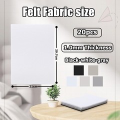 20 PCS 8×12 Inch Stiff Felt Fabric Sheets, Black White Grey Assorted Colors