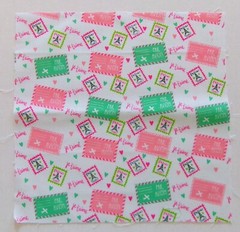 Cotton Fabric Pic B – Paris Stamps on White – 10 5/8″ L x 10 3/4″ W Quilt Sew