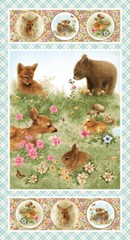 Baby Animal Scenes Fabric 24″ X 44″ Panel Bunny Young Year Cotton by Henry Glass