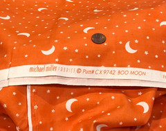 “Boo Moon” * Moons & Stars on Orange * Michel MIller Fabrics 100% Cotton*8″x21″