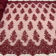 Bridal Sequin Lace Floral Embroidery Polyester Mesh 51 Inch Wide Fabric