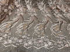 blush pink 3D flower Embroidery Pearl Beaded Lace Fabric 50” Width 1 Yard