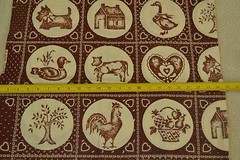 By 1/2 Yd, Vintage, Brown & Cream Country-Theme Quilt Blocks, Marcus Bros, C2369