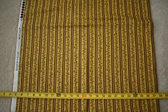 By 1/2 Yd, Green & Red Floral Stripes on Gold & Brown, Connecting Threads, P1155