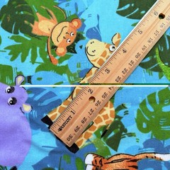 Cuddle Prints Flannel Fabric Safari Jungle Animals Zebra Hippo Giraffe 43” X 54”