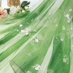 Flower Pear Blossoms Embroidery Chiffon Fabric Chinese Hanfu Sewing Costumes