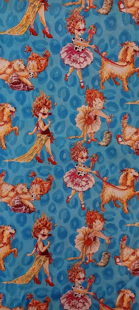 BTHY 2009 VTG FANCY NANCY Blue Leopard Cotton Quilting Fabric 18″x 43″