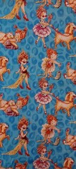 BTHY 2009 VTG FANCY NANCY Blue Leopard Cotton Quilting Fabric 18″x 43″