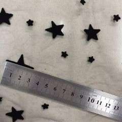 Black Star Flocking Tulle Lace Fabric Star Embroidery Lace Bridal Dress Fabric