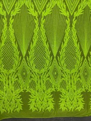 Francesca NEON YELLOW GREEN Vines and Diamonds Pattern Sequins on Mesh Lace Fab