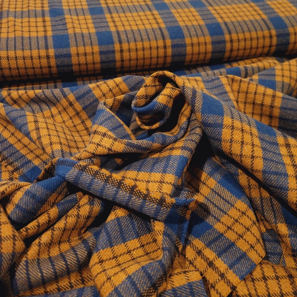 Warm Deep Tan & Brown with Wide Dark Gray Plaid Check Wool-Blend Suiting