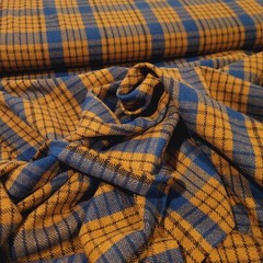 Warm Deep Tan & Brown with Wide Dark Gray Plaid Check Wool-Blend Suiting