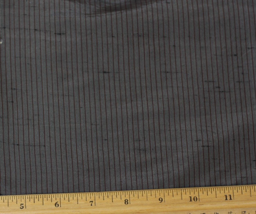 Grey Pinstripe Dupioni Stripes 100% Silk Fabric 54″ Wide, By The Yard (SD-638F)
