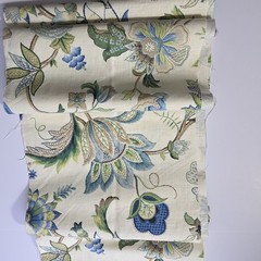 ​P Kaufmann Brissac Sapphire Linen Blend Fabric Floral Jacobean Fleur De Leaf…