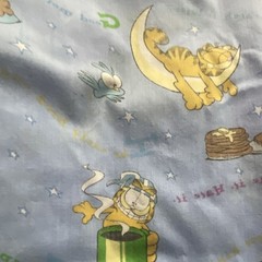 Paws, Inc. Garfield Licensed Cartoon Print Fabric Blue Yellow White2 pieces