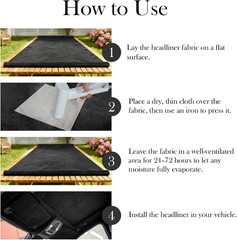 Black Suede Headliner Fabric, 120″ L×60″ W Car Headliner Material, Tela Para Tap