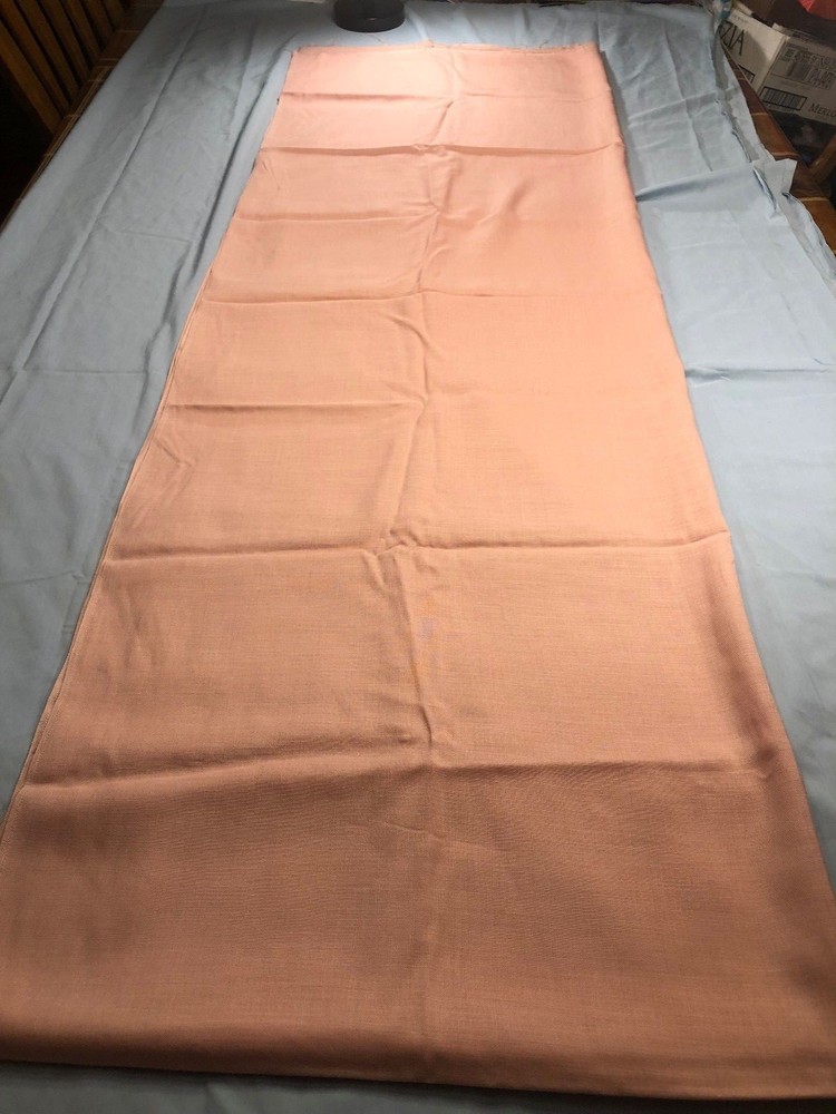Solid peach/pink rayon-like medium weave fabric, 45″W x 135″L (3.75 yd),not used