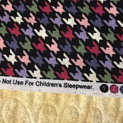 David Textiles Fabric Geometric Black Pink Purple Green Remnant Houndstooth 3 Yd