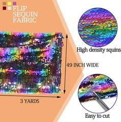 Flip Sequin Fabric by the Yard, 1 Yard, Rainbow + Silver | Flip Sequin, 0.2 Inch