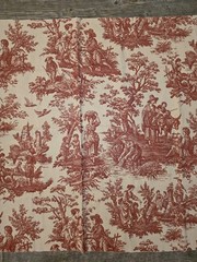 Country Life Toile Waverly Lightweight Upholstery Fabric 32″ x 54″ Red Remnant