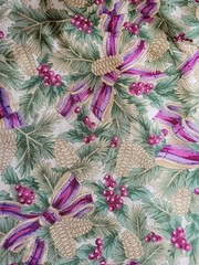 Vtg Hoffman International Fabrics Screen Print Boughs Of Holly 64×44 Upholstery