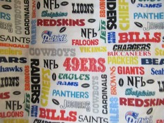 N.T.T. INC. NFL FOOTBALL ALL TEAMS NAMES COTTON FABRIC VTG. 1994 SBTYX59