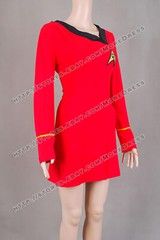 Uniform for Star Trek Cosplay Costume TOS Duty Girls Dress Red Cotton