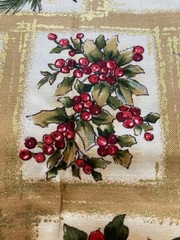 White Flowers Pine Cones Blocks on Tan Woodland Fabri-Quilt Fabric 1.8Y