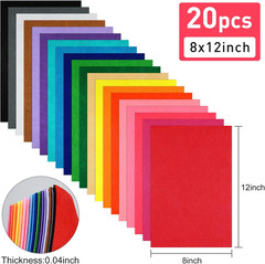 20 Pcs Felt Fabric Sheet 8″ X 12″ Assorted Color Felt Fabric Sheets for Crafts D
