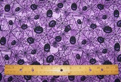 1 yd Riley Blake BLACK PUMPKINS & WEBS on GLOSSY GRAPE 100% Cotton BATIK Fabric