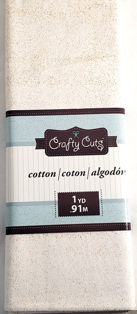 CRAFTY CUTS 100% Cotton Fabric IVORY WITH GOLD GLITTER – 1 yd (36″ x 44″)
