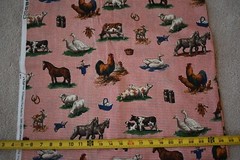 By 1/2 Yd, Farm Animals on Red & Cream Gingham Quilt Cotton, Cranston, P40