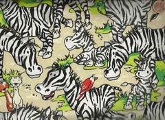 Zany Zoo Zebras cute jungle animals Fabri Quilt fabric