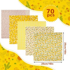70 Pcs 10″x10″ Cotton Fabric Squares Assorted Floral Printed Quilting Patchwork