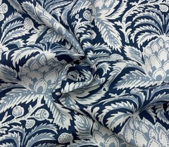 SERENA & LILY ARTICHOKE VINTAGE INDIGO BLUE LINEN EXCLUSIVE FABRIC BY YARD 55″W