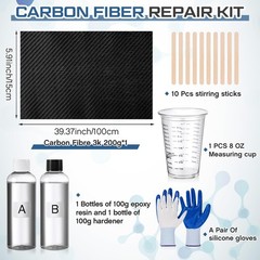 15 PCS Carbon Fiber Repair Kit 40×6 Inch 3k 200g Plain Sheet 16oz Resin