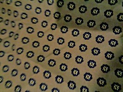 Vintage 2 Yards Burlington Studio Print Beige & Navy Silky Fabric Width 60 Inch