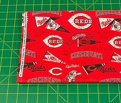Cincinnati Reds Retro Mr Red Fabric, HALF YARD, Baseball 100% Cotton Fabric