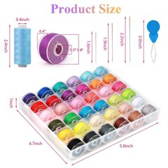 Auvitaya 72pcs Bobbins Sewing Thread Kits, 36 Colors 400 Yards multicolored