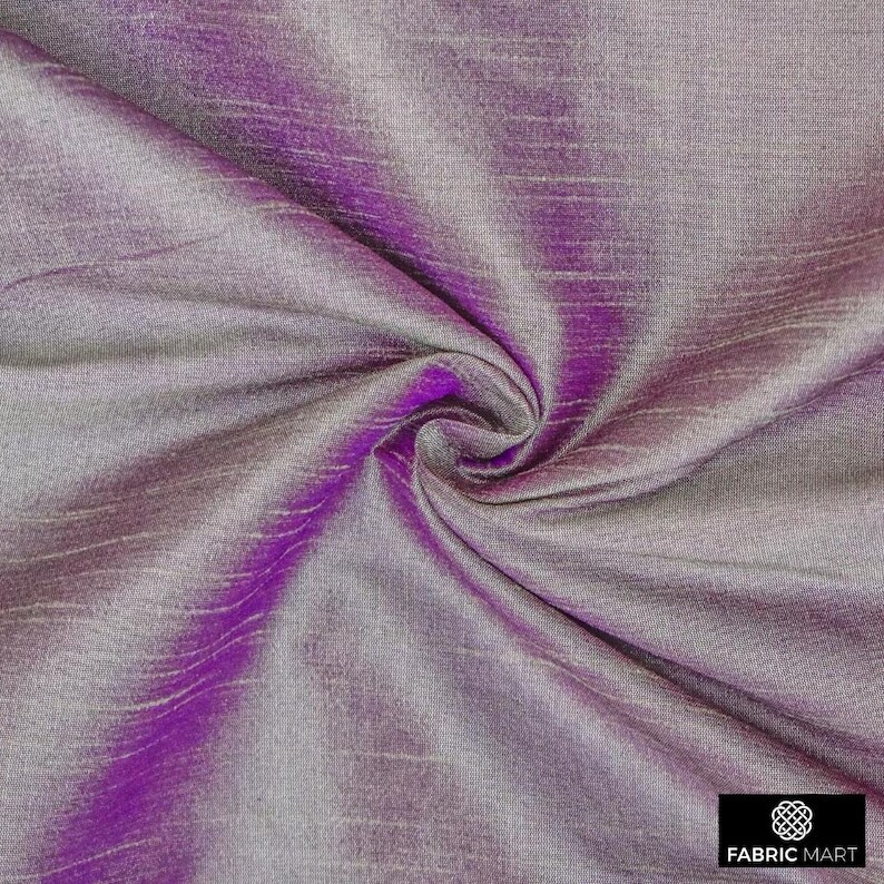 Cream & Purple Faux Silk Fabric by the Yard, 44 inch width Cream Silk Fabric