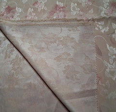 3.25 yd x 58″wPolyester Crinkle Fabric PeachyTan Pink Floral Shiny Emboss Design