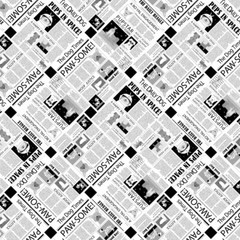 Animal Fabric | Puparazzi Newspaper Pups Dog Black White | Studio E YARD