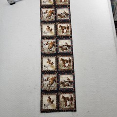 Vintage Wild Horses mustang fabric panel for wall hang or pillow